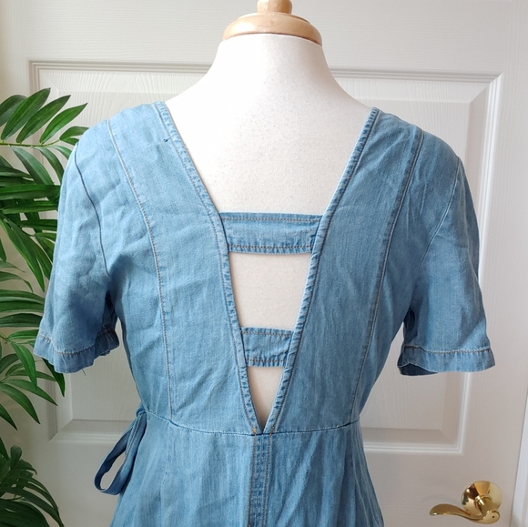 (SOLD) Francesca's Denim Wrap Dress Medium - Picture 6 of 8